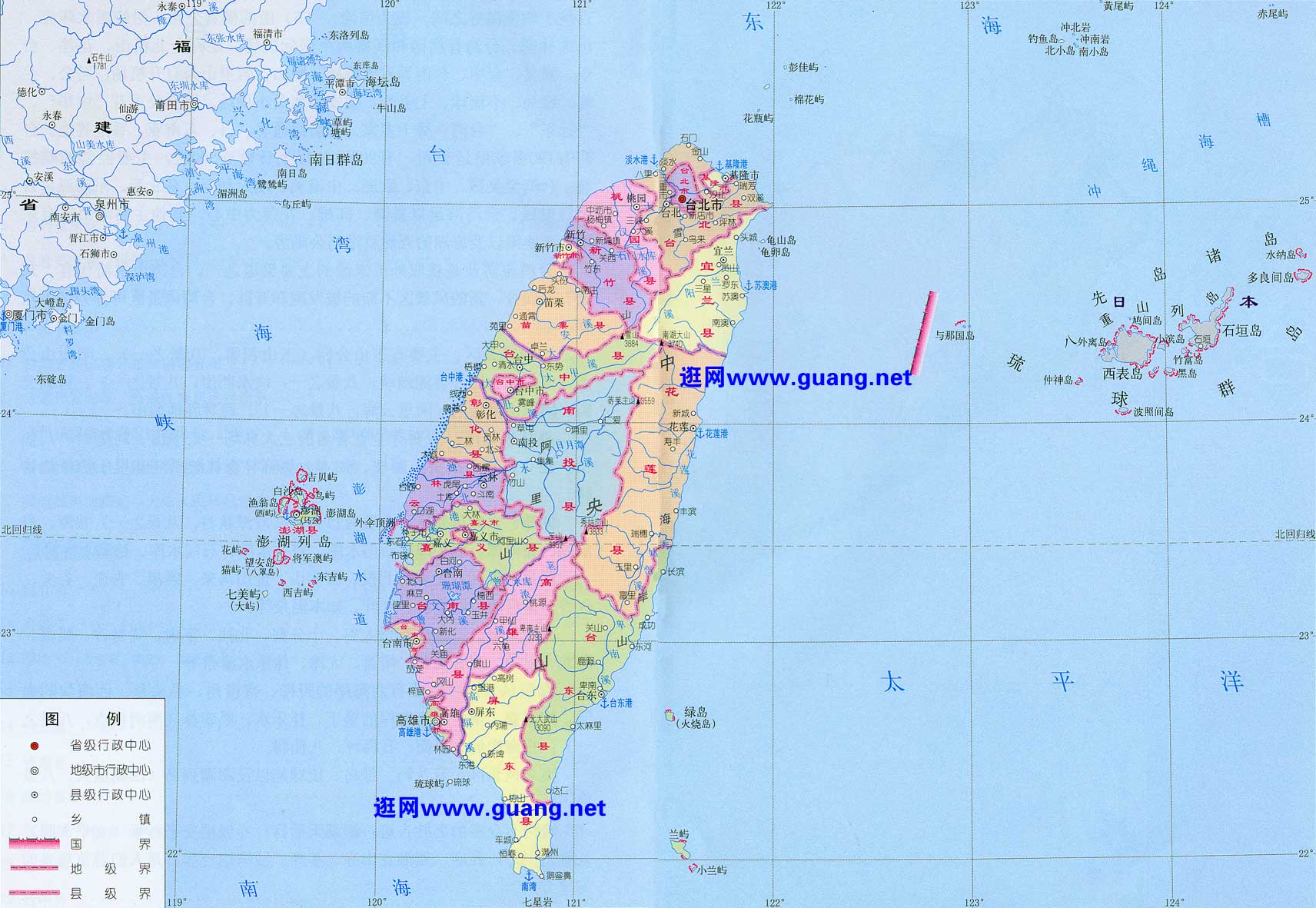 台湾地图全图_台湾电子地图